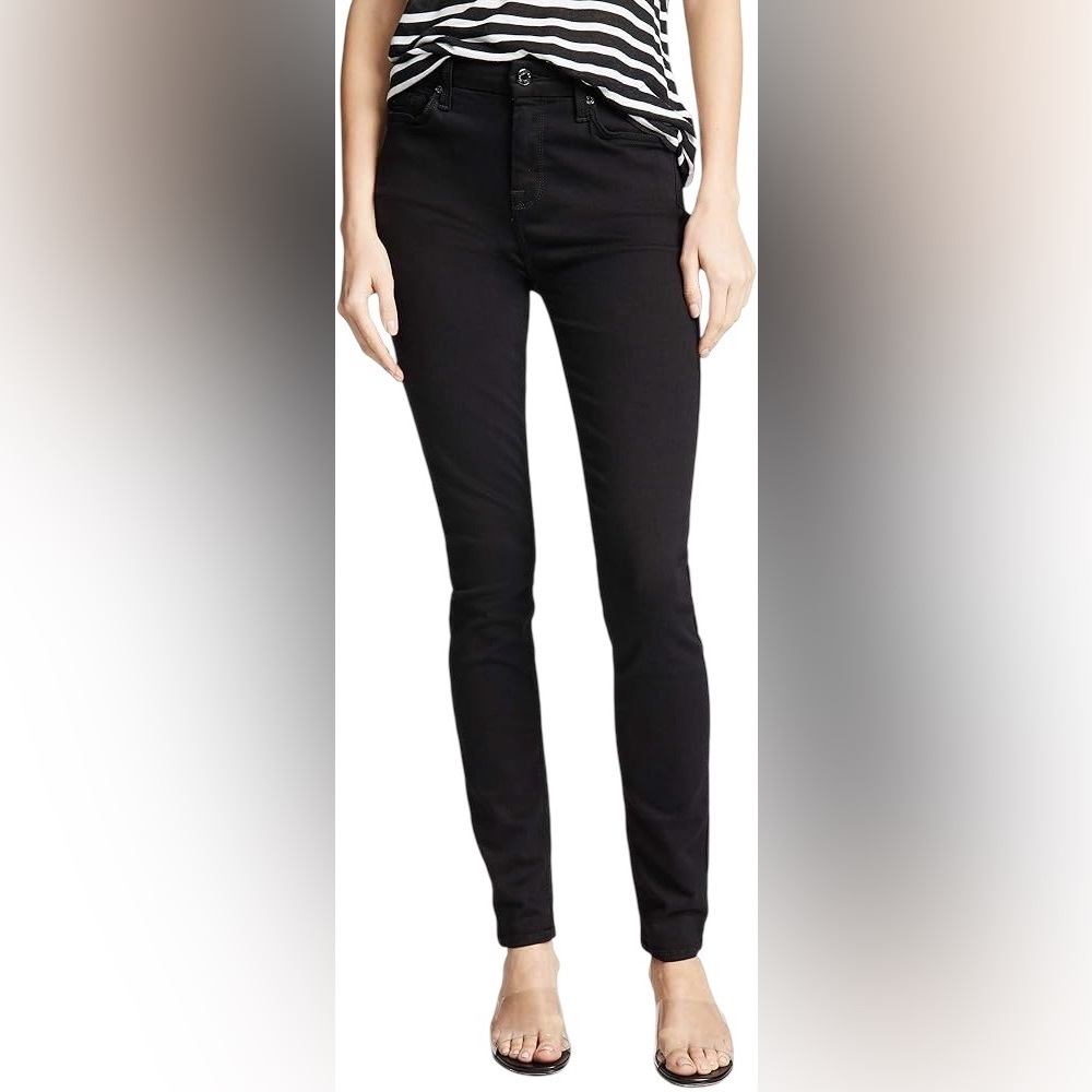 7 For All Mankind Black Skinny Stretch Jeans Clean Girl Quiet Luxury Y2K Size 29